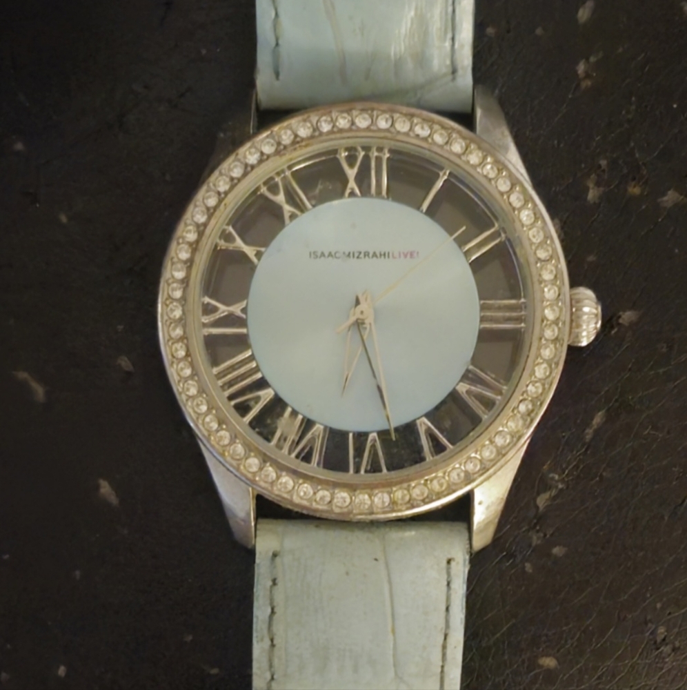 Isaac Mizrahi Live Silver and Light Blue Watch